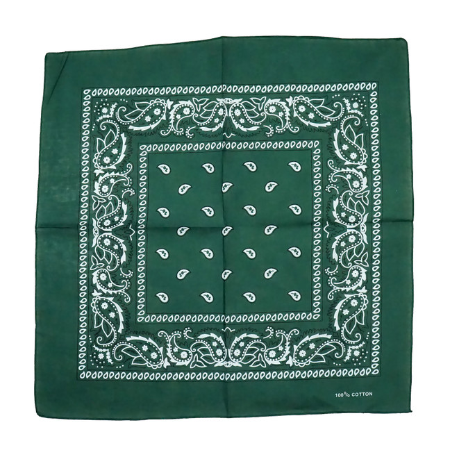 D Green 100% COTTON BANDANAS Paisley Square Head Scarf BPS001