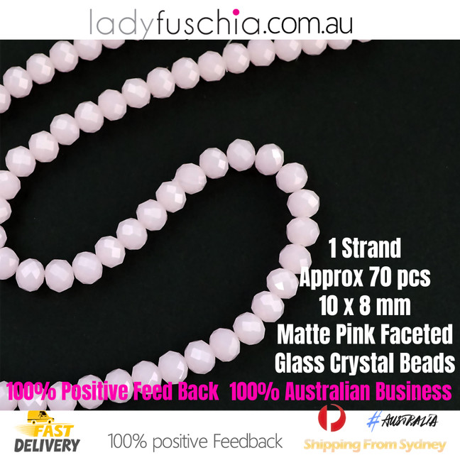 8x10mm Pink Faceted Flat Glass Crystal Beads