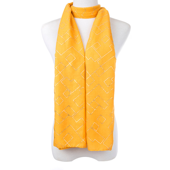 Yellow Premium Silver Geometric Scarf SC8736