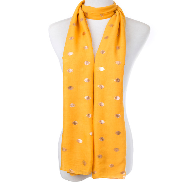 Yellow With Gold Leaf Foil Scarf SC8739