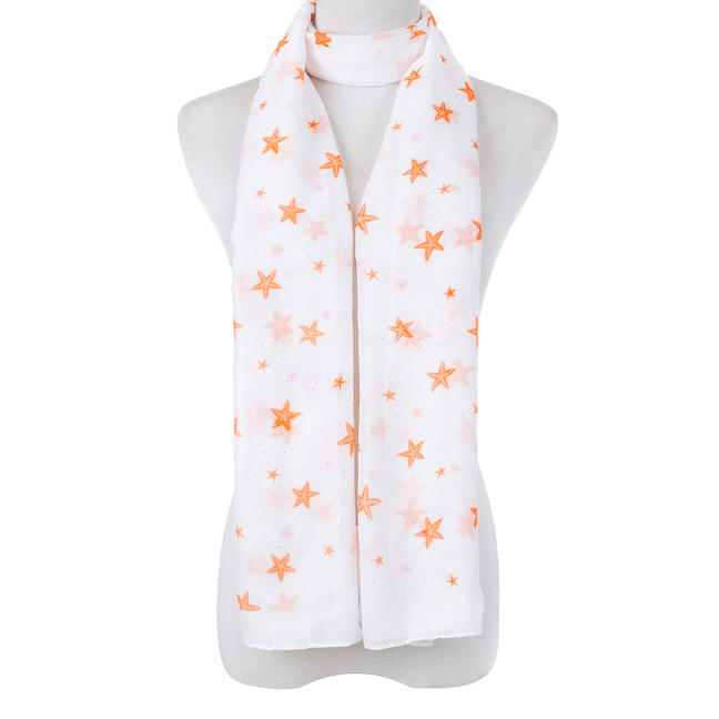 Orange Natural Sea Star Fish Scarf SC8766