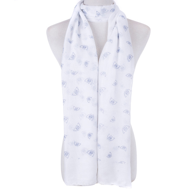 White Butterfly Scarf SC8769