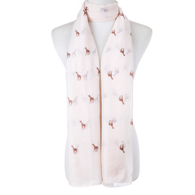 Beige Cute Giraffe Print Scarf SC8772