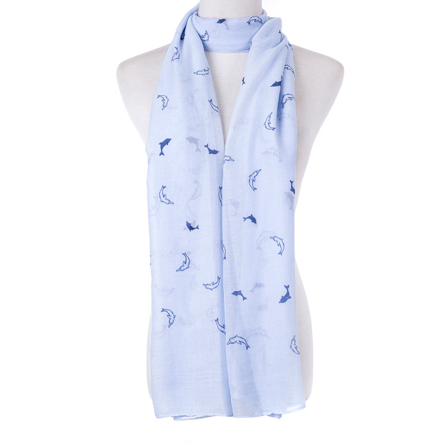 Blue Sea Animal Dolphin Print Scarf SC8773