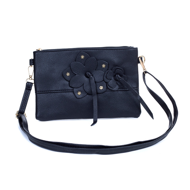 Black Butterfly Embroidered Crossbody Bag 