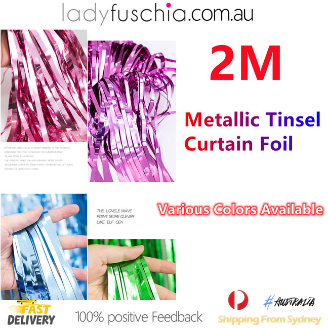 Metallic Tinsel Curtain Foil 2m - Silver1