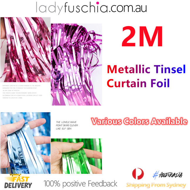 Metallic Tinsel Curtain Foil 2m - Lilac
