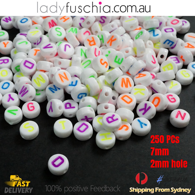 250PC White Round Colour Alphabet