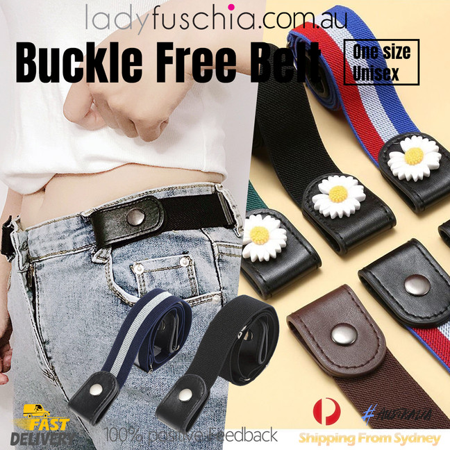 Buckle-free Elastic Comfortable Women No Bulge Hassle Belt for Jeans Black AU