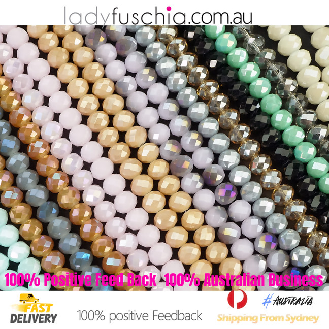 1 Strand 8mm Pink Rondelle Faceted Glass Crystal Beads Multiple Colour 65 PCS