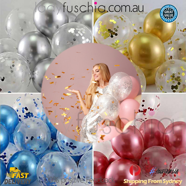 10Pcs Confetti Metallic Latex Balloons Set Balloon Birthday Wedding Party Deco