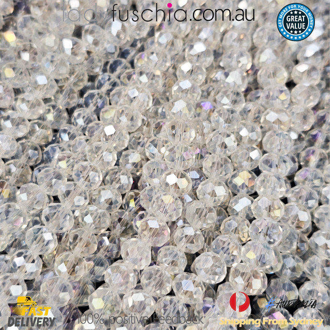 1 Strand 8mm Clear Faceted Glass Crystal Beads Multi Colour 65 PCs DIY 1 Strand 8mm Clear Faceted Glass Crystal Beads Multi Colour 65 PCs DIY
