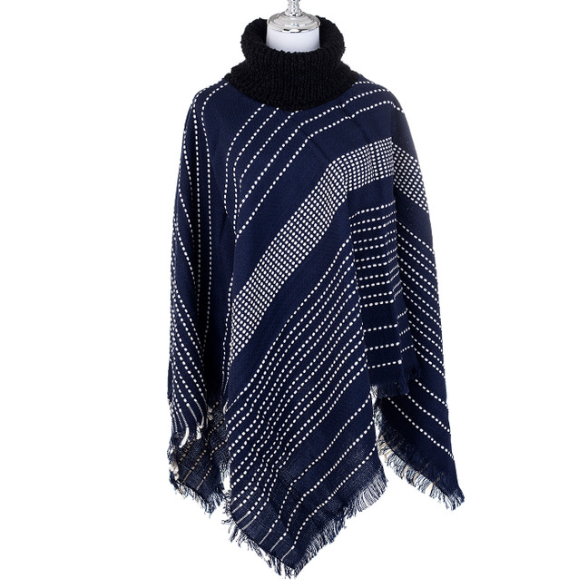 Navy strips with neckcover Women One-Size over head Phono SP1046 NAVY