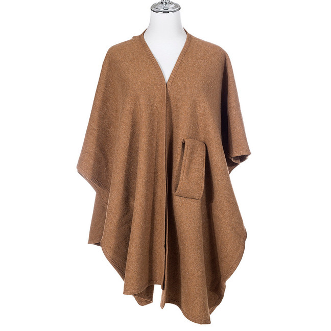 Caramel Open Front Cape Coat SP1060 CARAMEL