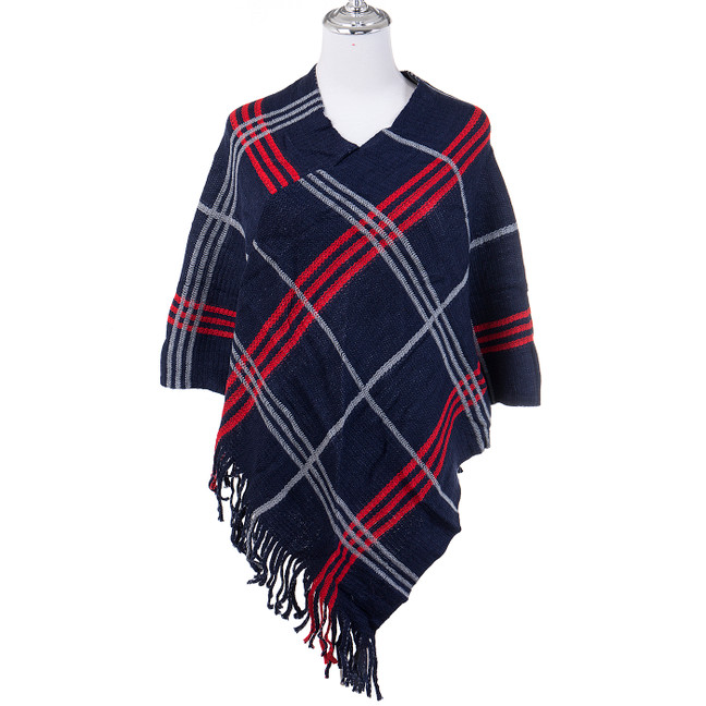 Navy and Red checks Women One-Size over head Phono SP1098 NAVY