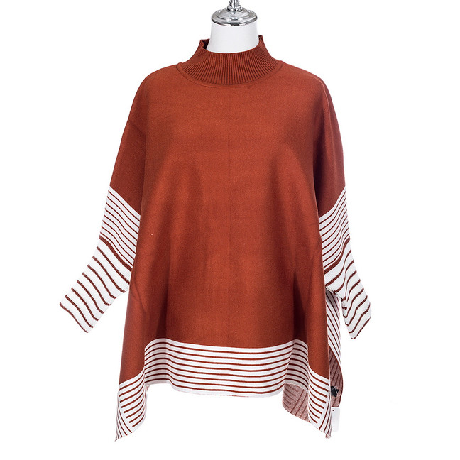 Caramel Knit Sweater Poncho with Sleeves SP1230 CARAMEL