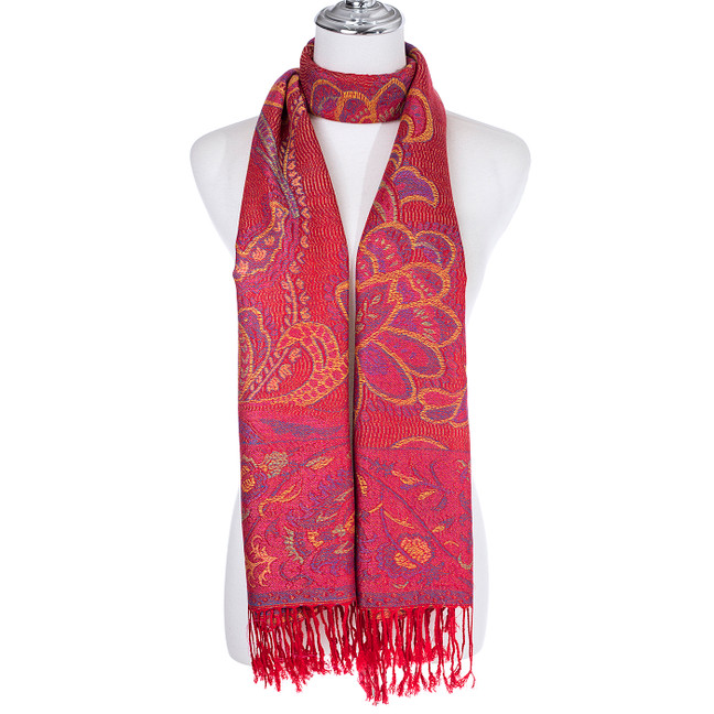 RED Pashmina Feeling Scarf SCP781-6