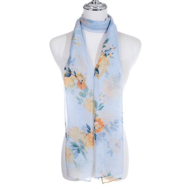 BLUE Lightweight Cotton Feeling Scarf SCX1422-1