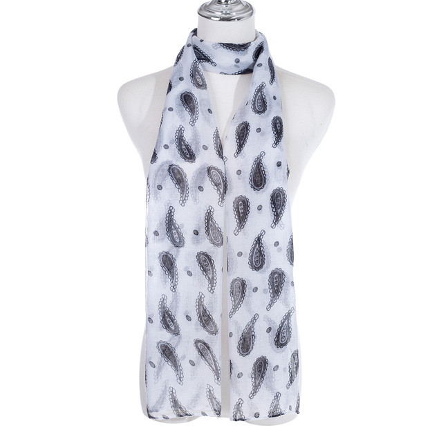 WHITE Lightweight Cotton Feeling Scarf SCX1428-5