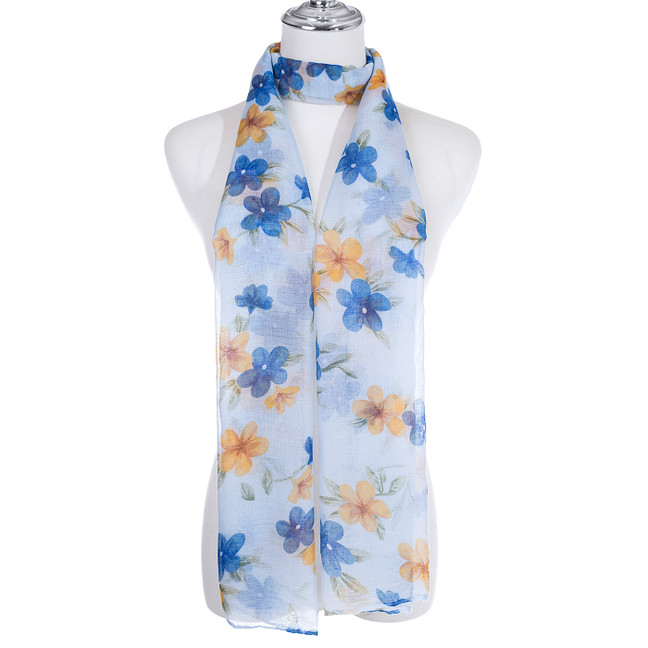 BLUE Lightweight Cotton Feeling Scarf SCX1438-1