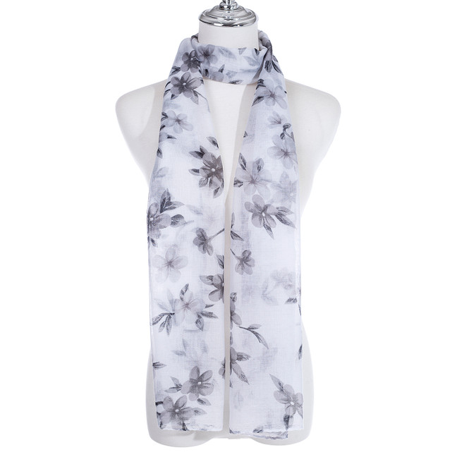 WHITE Lightweight Cotton Feeling Scarf SCX1438-5