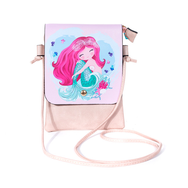 Pink Mermaid Flap Kids Bag with Strap