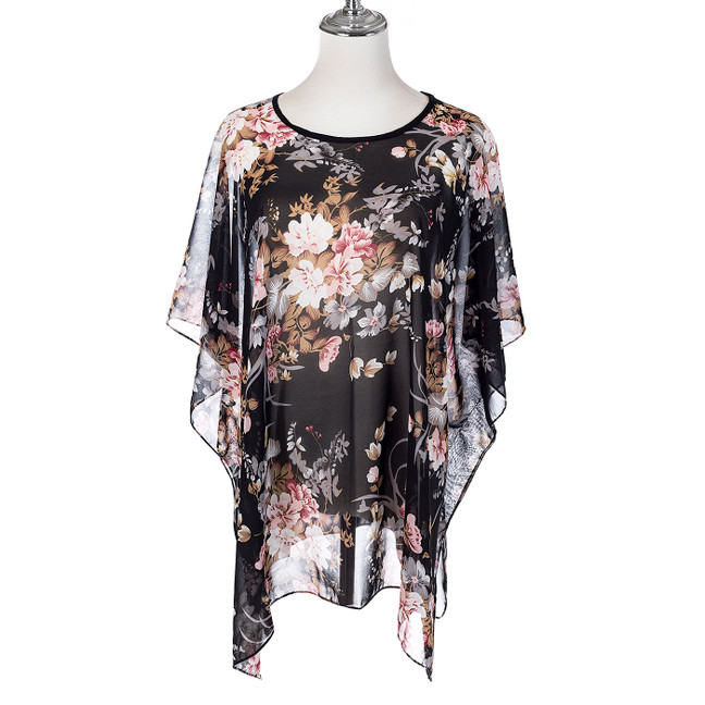 Summer Beach Women Holiday Loose Fit Cover Up Dress With Paisley Print Round-Neckline And Batwing Sleeves CL1268 Summer Beach Women Holiday Loose Fit Cover Up Dress With Paisley Print Round-Neckline And Batwing Sleeves CL1268