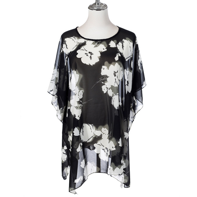 Summer Beach Women Holiday Loose Fit Cover Up Dress With Paisley Print Round-Neckline And Batwing Sleeves CL1271-2 Summer Beach Women Holiday Loose Fit Cover Up Dress With Paisley Print Round-Neckline And Batwing Sleeves CL1271-2