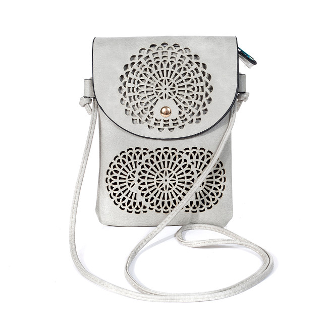 GREY Flap Crossbody Envelope-Style Bag B6440A-4