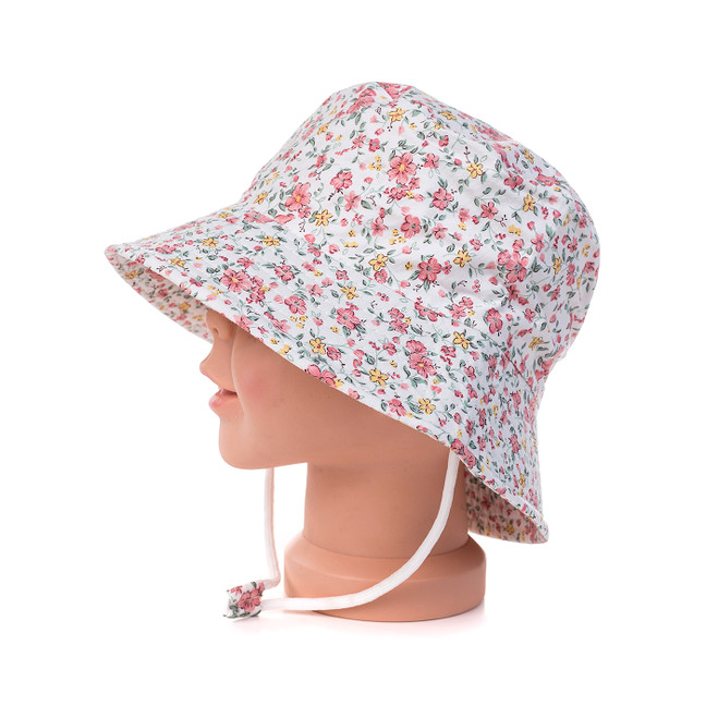 Pink Floral Kids Cotton Bucket Hat HATK251 Pink Floral Kids Cotton Bucket Hat HATK251
