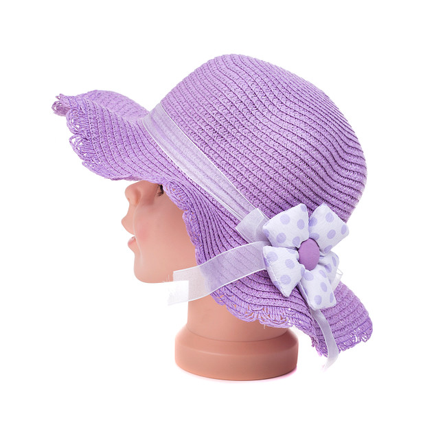 Lilac Flower Kid's Summer Straw Sun Hat HATKS128-3 Lilac Flower Kid's Summer Straw Sun Hat HATKS128-3