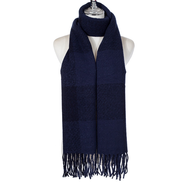 Women Winter Scarf Soft Warm Checked Tassel Shawl Wrap Oversized Plaid Blanket Scarf 60x180cm