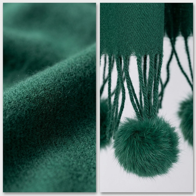 Women Pom Pom Winter Scarf Soft Warm Oversized Shawl Wrap Long Tassel Faux Fur Ball Scarf Ladies Neck Warmer
