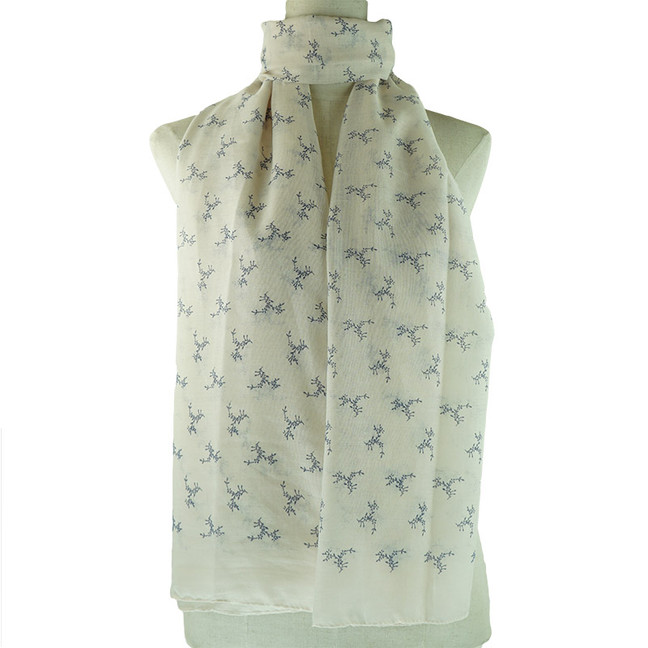 Beige Floral Elegant Scarf