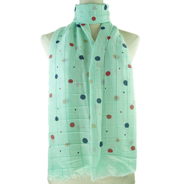 Teal Colorful Dots Print All Season Scarf