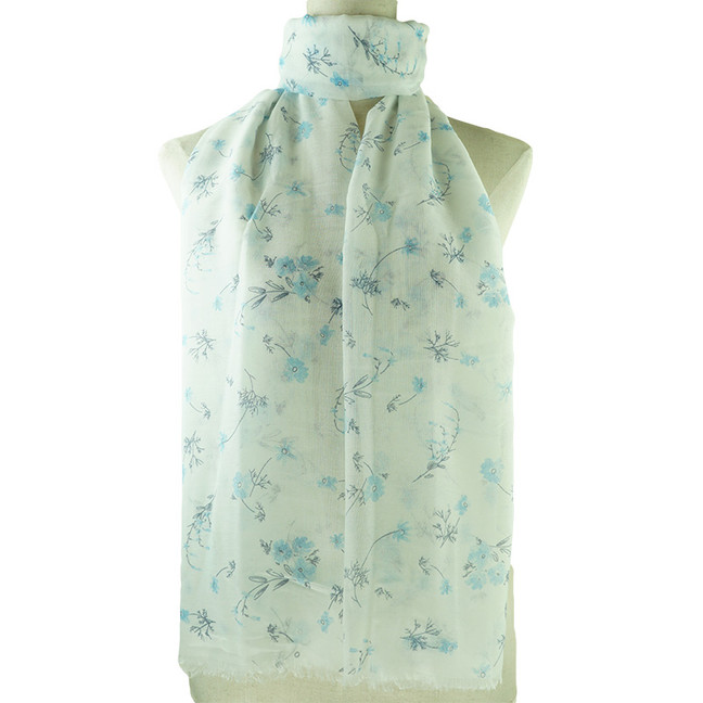 Blue Vintage Floral Pattern All Season Scarf