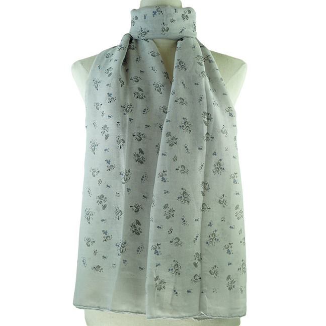 Grey Floral Pattern All Seasons Scarf