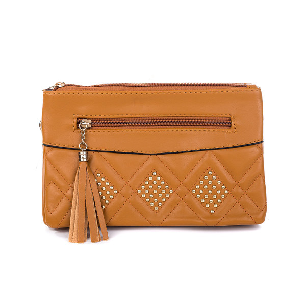 Camel Woven Crossbody Bucket Bag main image 0