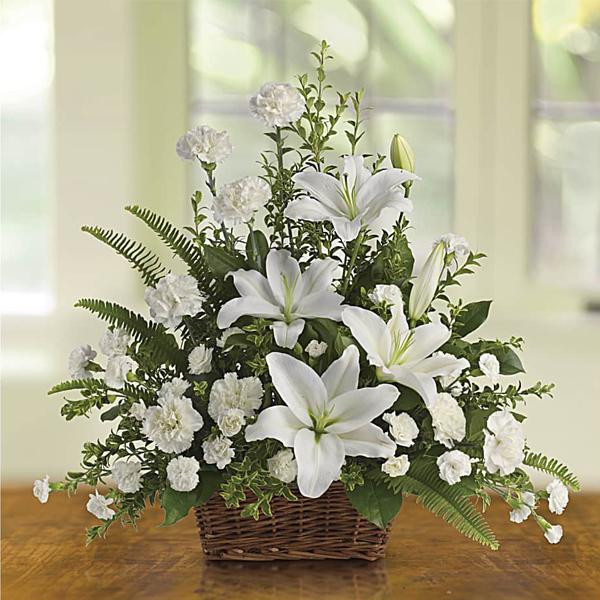 Peaceful White Lilies Basket Flower Den Florist Northern Virginia