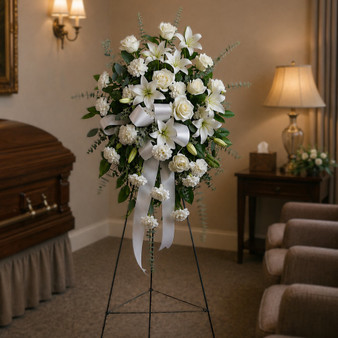 T262-1 Standing Spray in white flowers