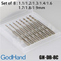 GodHand GH-DB-8C 1.1 - 1.9mm Pin Vise Drill Bit Set