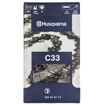 Husqvarna OEM 585642272 - 18" Chain C33 .325".050" 72 Dl - Husqvarna Original Part