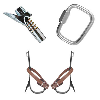Titanium/Green CARABINERS Kit With Polish Quick Link Connectors And Steel Tree Climber with Foot Str