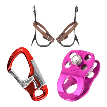 Red TANGO Fixed-Eye Snaphook Kit With Pink Aluminum Pulley And Steel Tree Climber with Foot Straps
