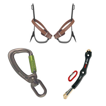 Alum, Green ALUMINUM CARABINERS Kit With Squirrel Rope Wrench Tether And Steel Tree Climber with Foo