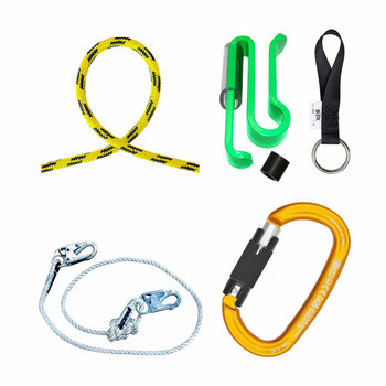 Yellow, Black 24 St Rope And LANYARD Kit With Ovalone Carabiner And BuckCarrier Chainsaw Carrier Kit