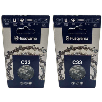 HUSQVARNA Chainsaw - X -CUT C33 ,20"BAR, 80 DRIVE LINKS, .050"GAUGE, .325"PITCH  - 2 PACK