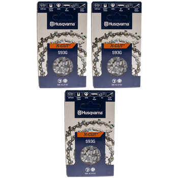 HUSQVARNA Chains - X -CUT S93G ,18"BAR, 62 DRIVE LINKS, .050"GAUGE, 3/8" LPPITCH - 3 PACK