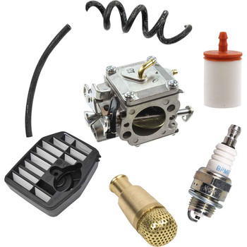 HUSQ 390XP COMPLETE CARBURETOR AIR-OIL-FUEL FILTERS SPARK PLUG FUEL LINES PRIMER BULB KIT OEM
