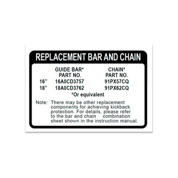 Echo OEM  X524001811 - LABEL BAR AND CHAIN - Echo Original Part - Image 1